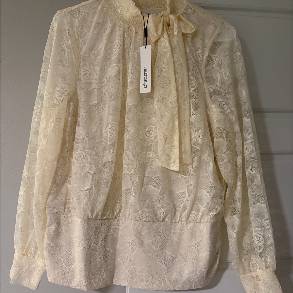NWT Chico's Cream Lace Blouse